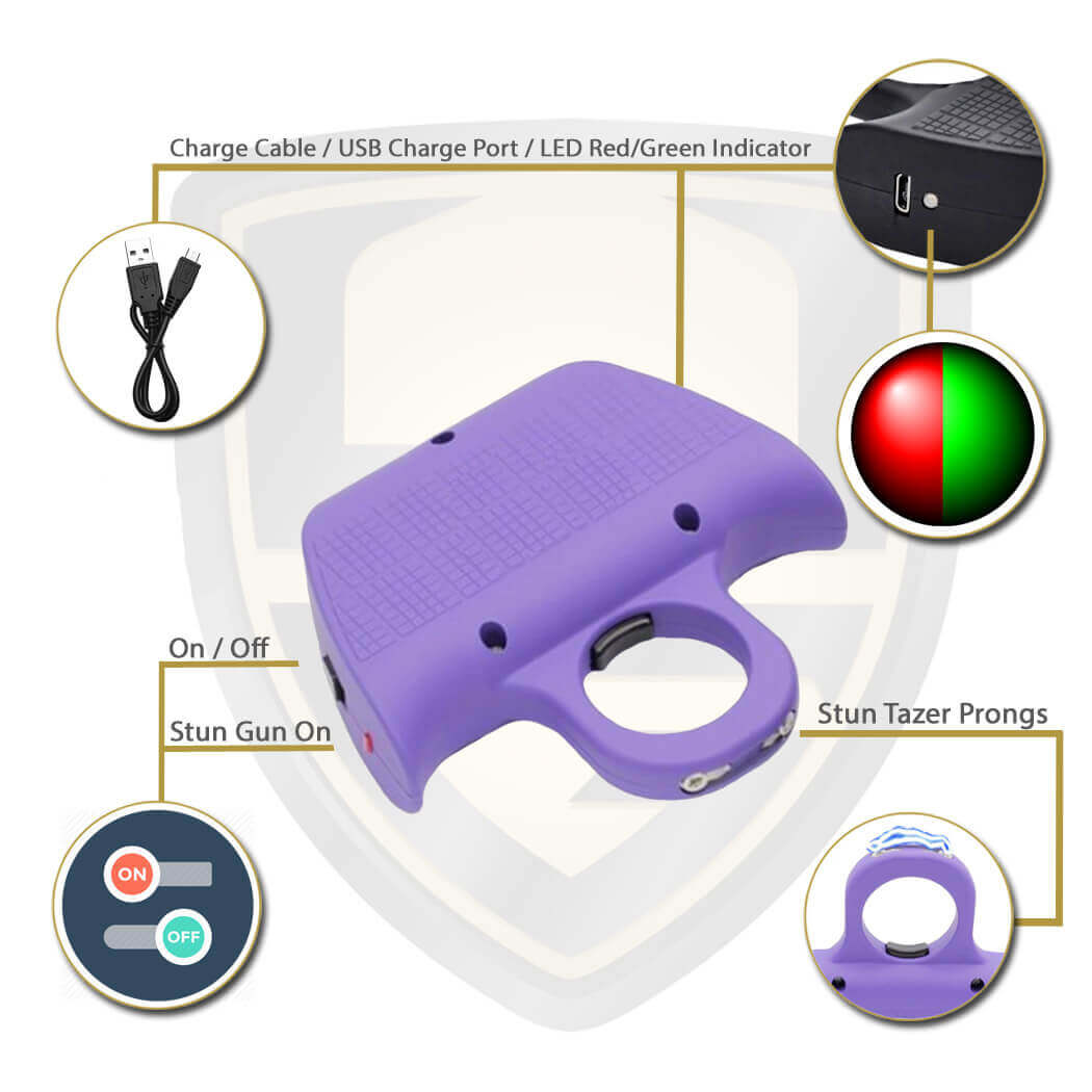 Mini Jogger Purple Sting Ring Self Defense Rechargeable Stun Gun