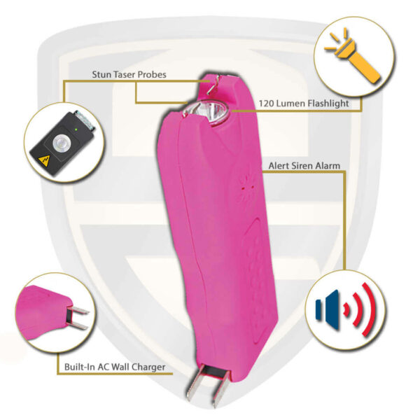 pink stun gun with alarm and flashlight