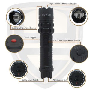 flashlight with stun gun black