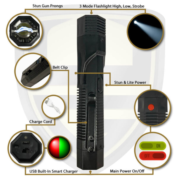 led flashlight taser black