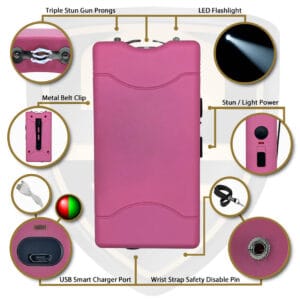 best stun gun with disable pin pink