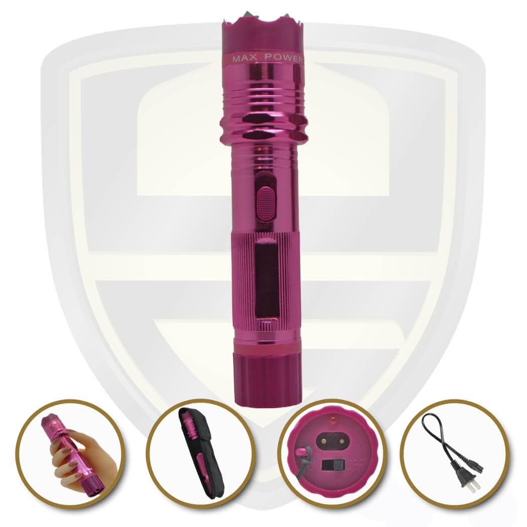 thumbnail image 2 of POLICE 801 Max Volt Stun Gun With LED Flashlight - Pink (Rechargeable, Self Defense) 2 of 6