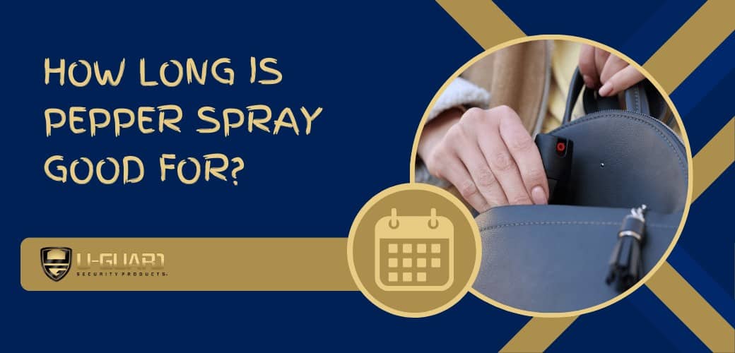 How long is pepper spray good for? Blog post on information about pepper spray expiration date - image of pepper spray in purse with calendar article banner.