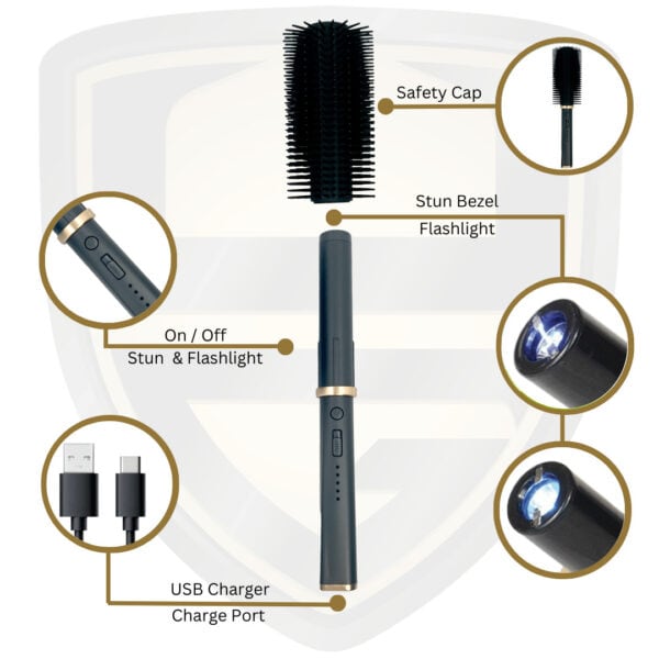Disguised Stun Gun Hair Brush With Flashlight