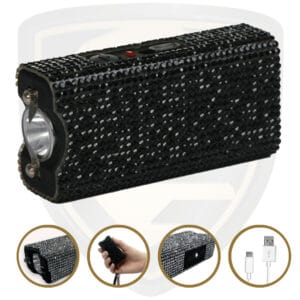 Rhinestone Stun Gun By Streetwise Rhine Stun Keychain Stun Gun_Black