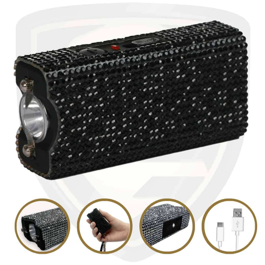 Rhinestone Stun Gun By Streetwise Rhine Stun Keychain Stun Gun_Black