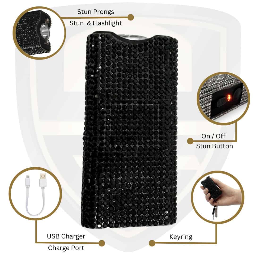 Blink Keychain Stun Gun With Rhinestones By Streetwise_Black