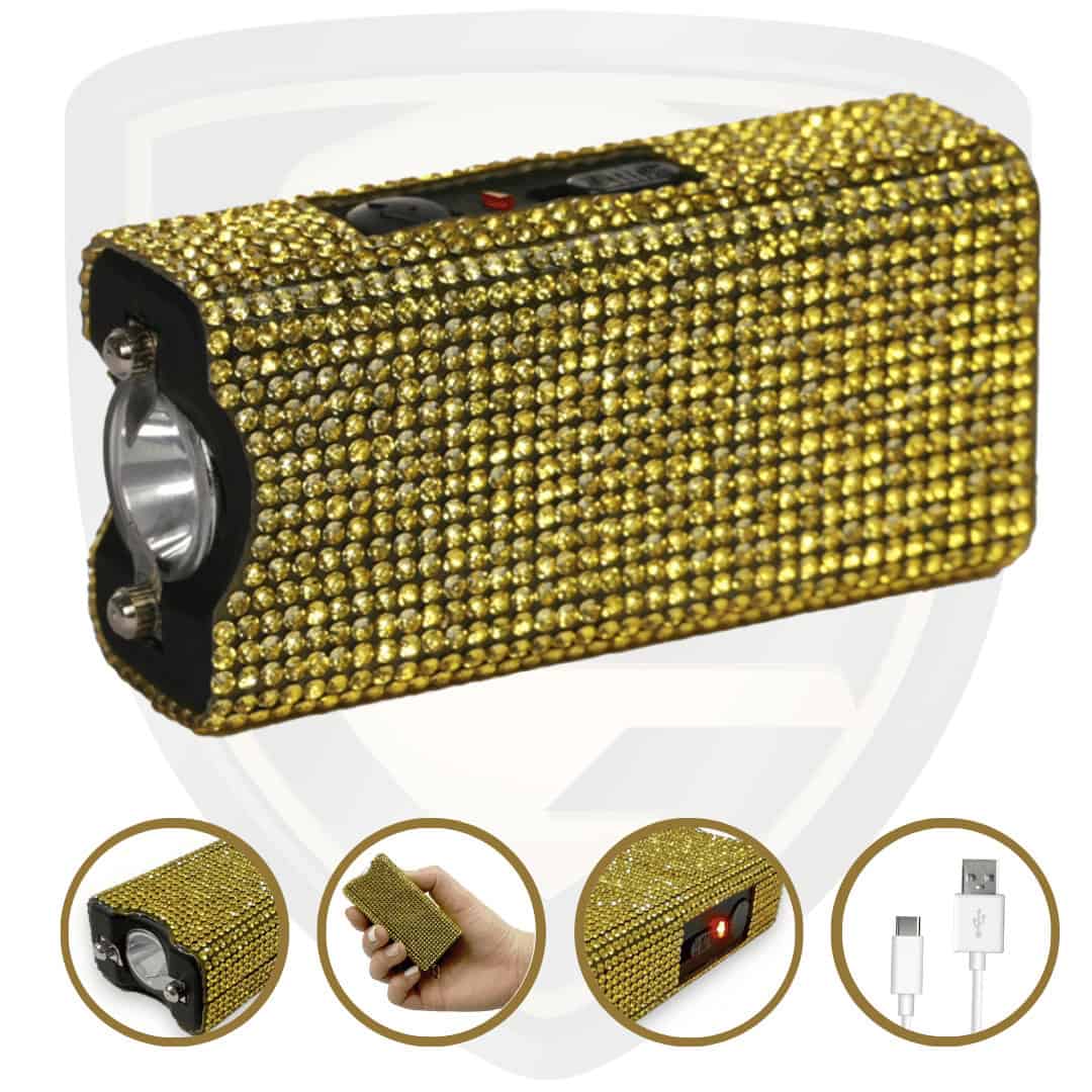 Rhinestone Stun Gun By Streetwise Rhine Stun Keychain Stun Gun_Gold