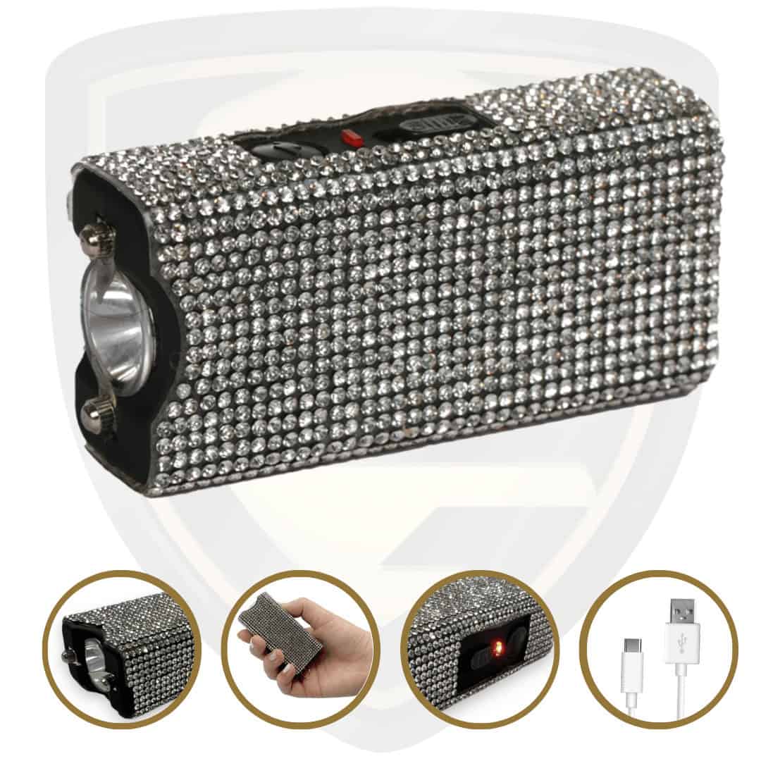 Rhinestone Stun Gun By Streetwise Rhine Stun Keychain Stun Gun_Silver