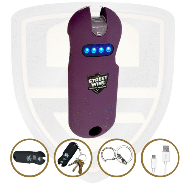 Streetwise SMART Keychain Stun Gun_Dark Purple Compact Non-Lethal Self Defense Weapon