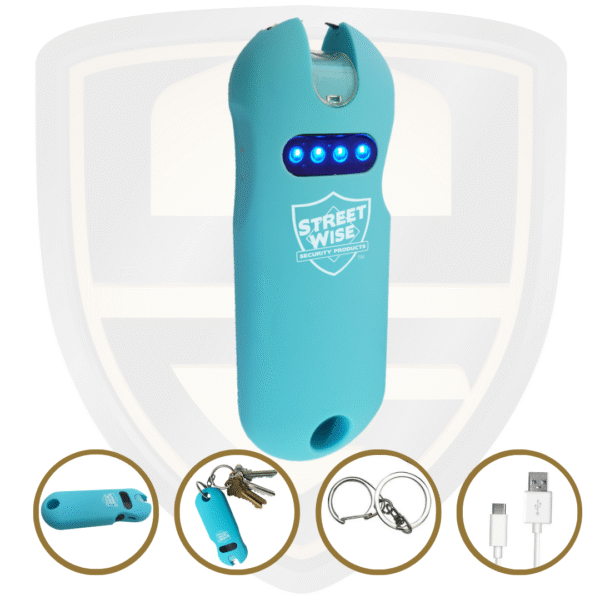 Streetwise SMART Keychain Stun Gun_Teal Compact Non-Lethal Self Defense Weapon