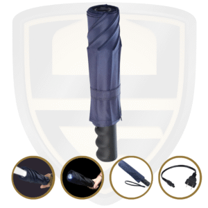 Umbrella Stun Gun Streetwise Stunbrella Stun Flashlight Part Number SWSB32BN, Color Blue.