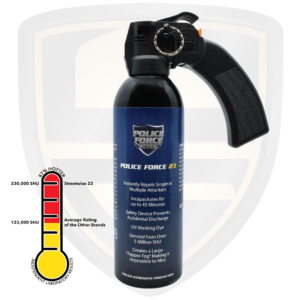 Police Force Big Can Of Pepper Spray 16 oz Pistol Grip Tear Gas Fogger For Self Protection And Crowd Control Self Defense PF16PG23